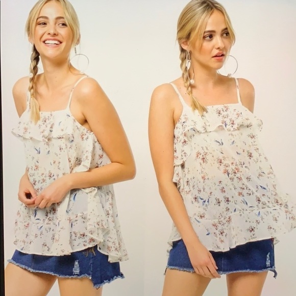 Ruffle and floral print Top - Picture 1 of 2